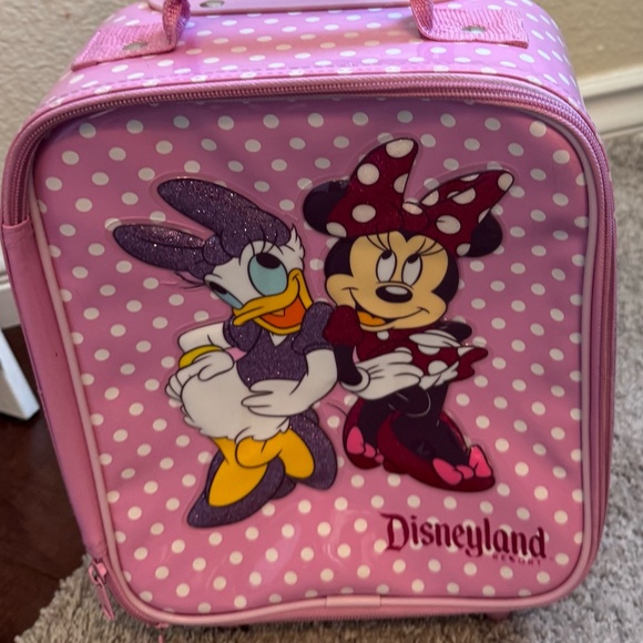 Disneyland Resort Minnie & Daisy Kids Rolling Suitcase Polka Dots Pink & White - Picture 6 of 13